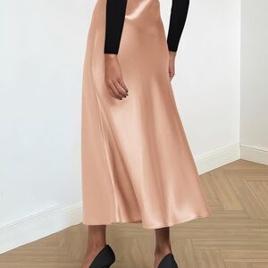 Zara Elegant Satin Midi Milk Chocolate Skirt size XS, S, M, L